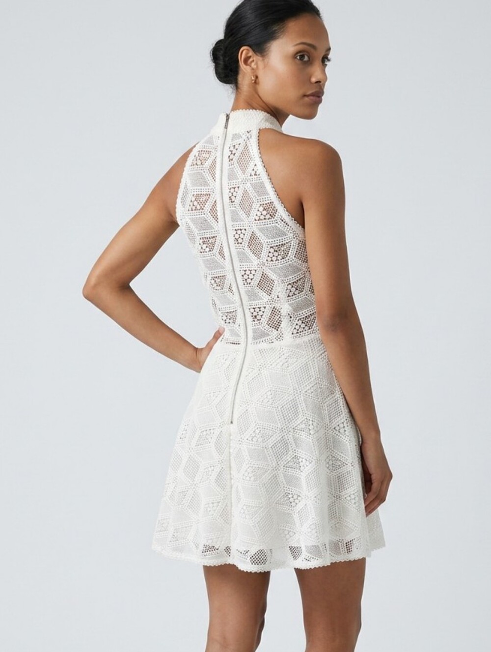 Rebecca Minkoff Andi Dress White 100% Cotton Crochet Lace Halter Dress
